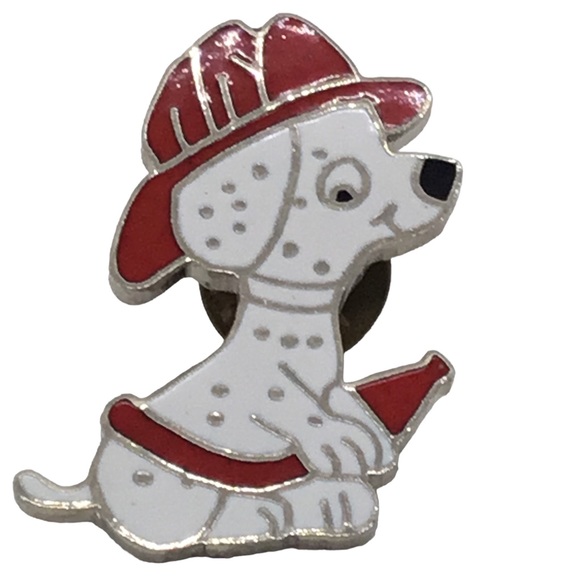 Fire Fighter Dalmation Dog Hat and Firehose Lapel Hat Pin - Picture 2 of 8